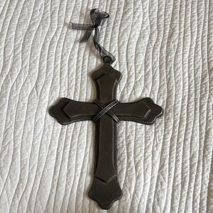 Metallic Cross Wall Hanging with Ribbon